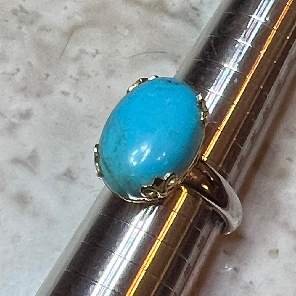 Designer Michelle Albala 925 Vermeil Turquoise Ring - Picture 3 of 8